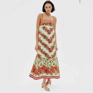 NWOT ALEMAIS AMELIE DAY DRESS Red Rose Print US Size 8